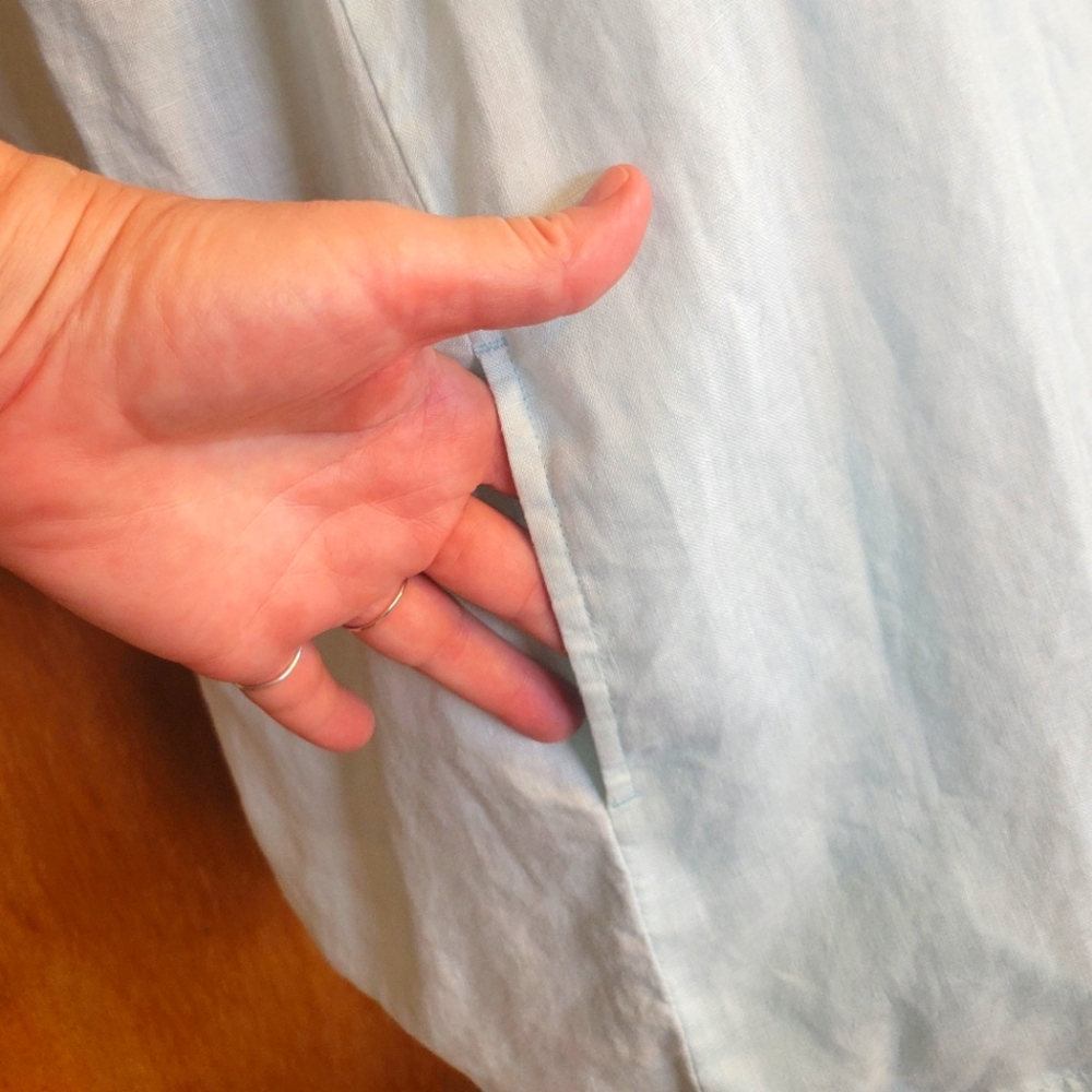 Women's Sleeveless LINEN Tunic Top - Light AQUA by PURE JILL size L - Picture 4 of 10